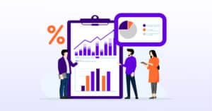  illustration of an consultant explaining the financial reports to the investor 