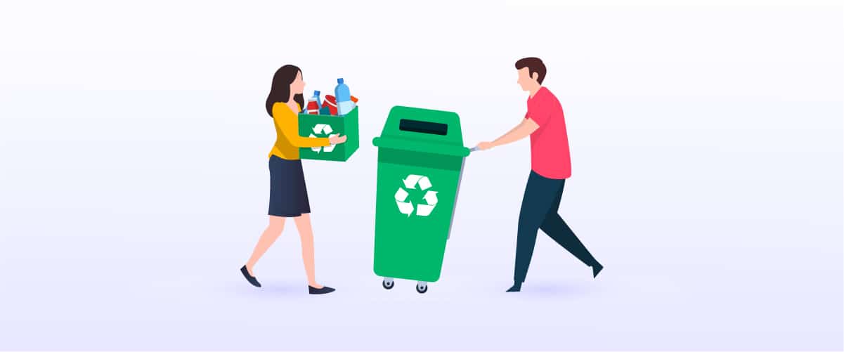 men and women actively engaging in eco-friendly practices to reduce waste.